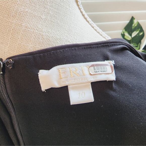 ERIN BLACK PEPLUM DRESS WITH MESH WAIST ACCENTS SIZE 10 - Picture 5 of 8